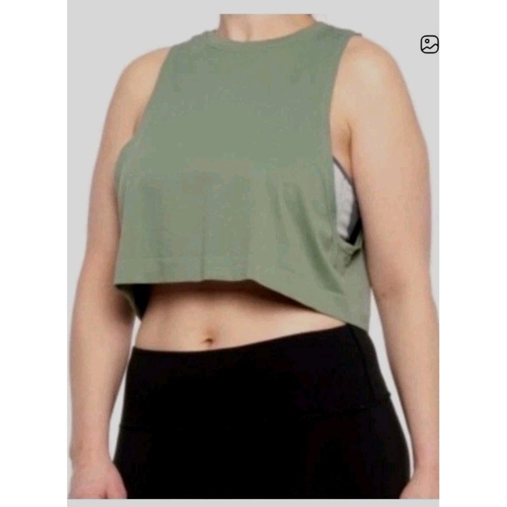 NWT Women's By Avocado Go To Cropped Muscle Tank Top Sage Green Sz L Activewear